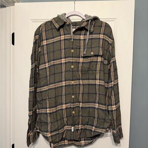 American Eagle Flannel Shirt with Hood - Large